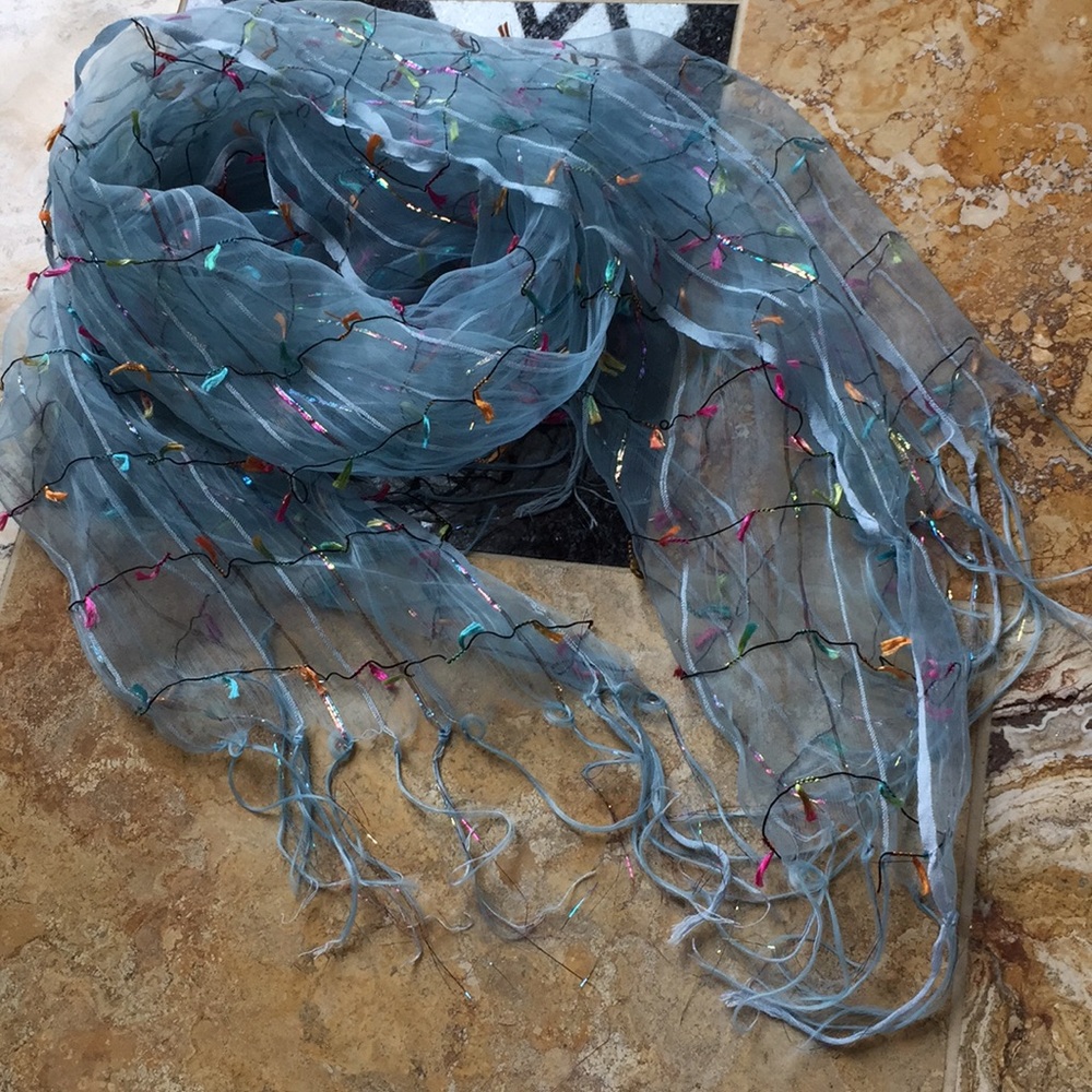 aqua shimmer/rainbow metallic thread/color Tassels